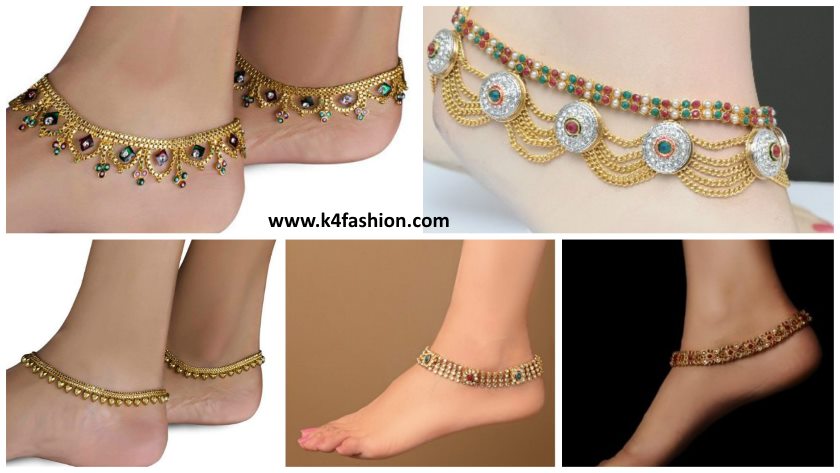 Stoned Pearls and Kundan Adoration Payal Designs