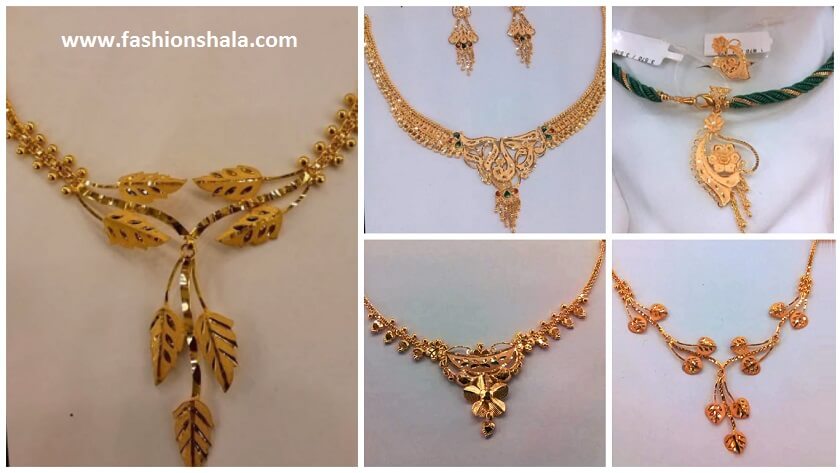 light weight short gold necklace designs featured