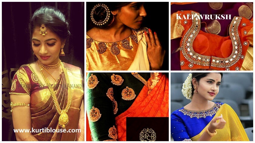 simple aari work blouse designs featured