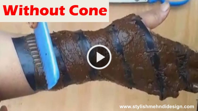 Easy full hand mehndi with help of comb