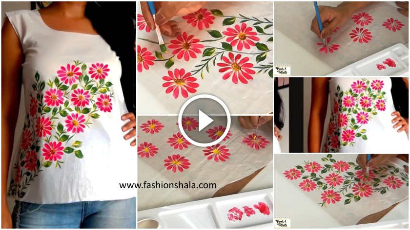 Flower Shading Fabric painting design on top video