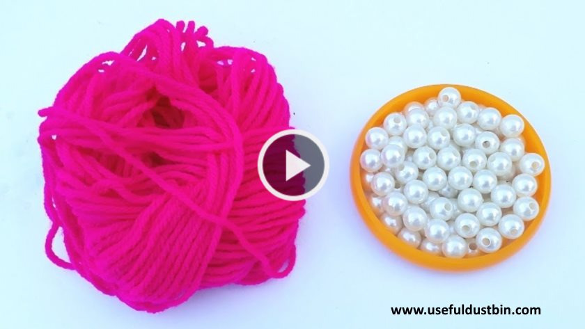How To Make Designer Pearls Woolen Necklace At Home