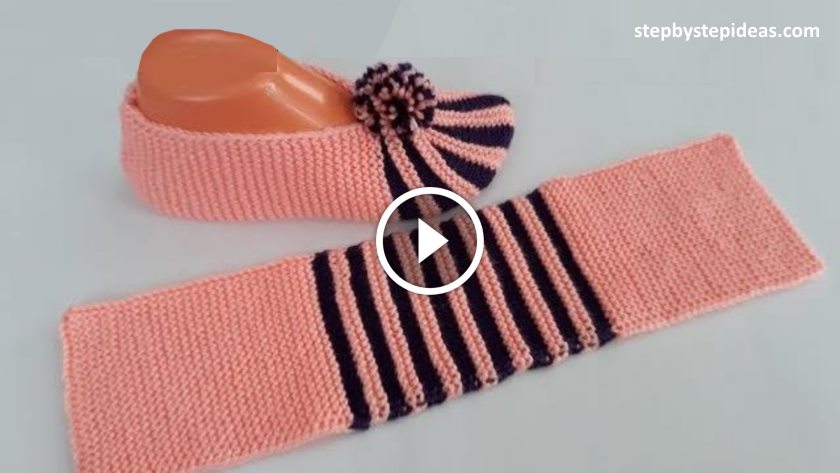 Knitted Booties With Two Skewers
