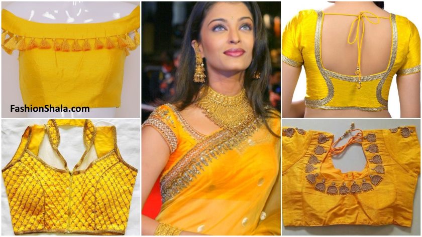 Yellow designer blouse designs
