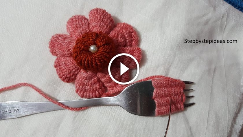 Amazing Trick Wool Flower Hand Embroidery Design