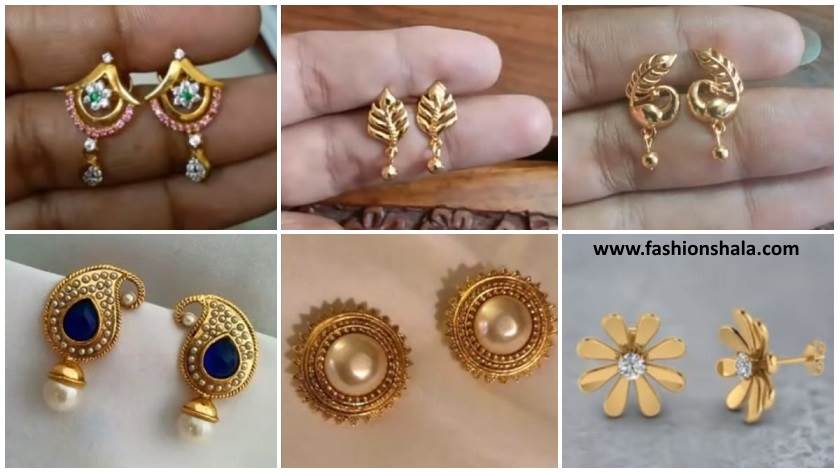 light weight daily wear gold earrings designs featured