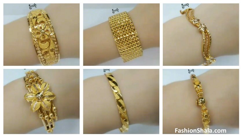 gold bangle with unique designs
