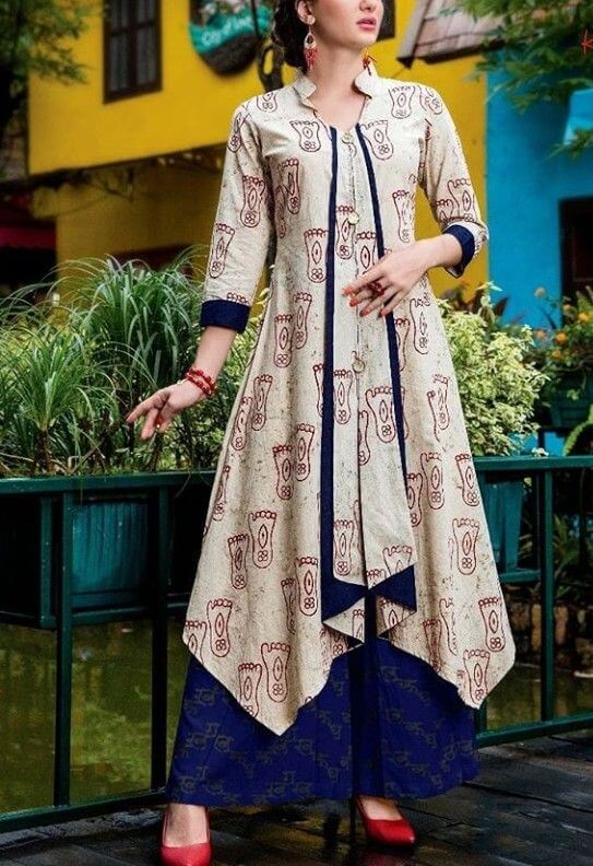 Womens Rayon Grey Embroidered ALine Kurta with Off White Floral Palazzo  Ethnic Wear kurti Womens casual  Party wear Kurti set Latest salwar  suit for women and girls