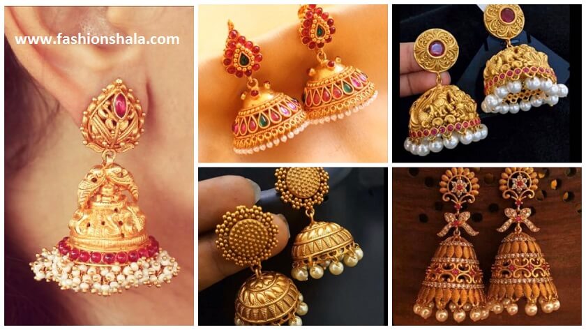 gold stone jhumkas design for brids featured