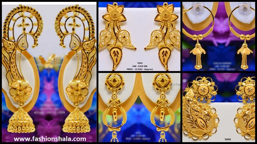 latest light weight gold earring designs featured
