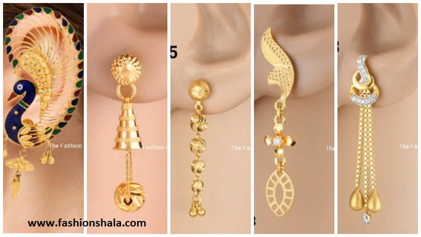 Light Weight Nakshi Design Gold Hanging Earring