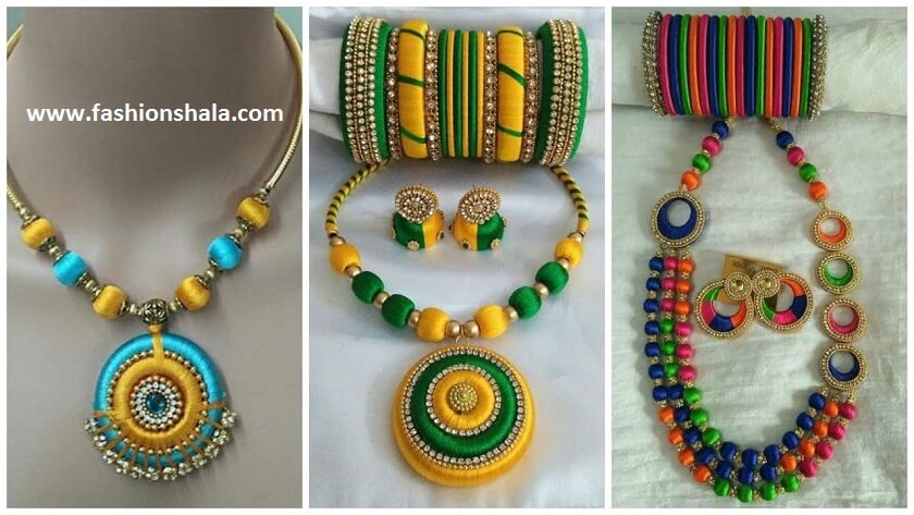 silk thread jewellery necklace ideas featured