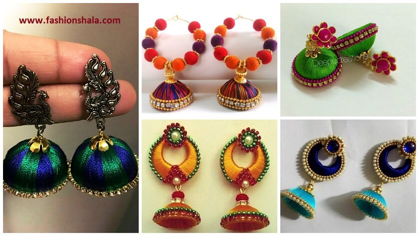 Silk Thread Earrings And Jhumkas Hand Made