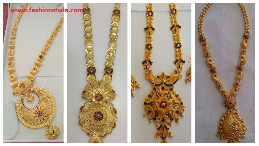 latest gold long necklace designs featured