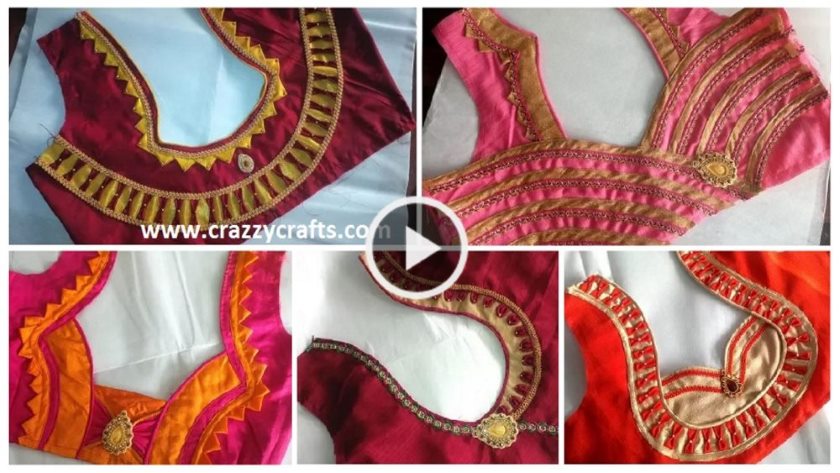 Easy blouse back neck design cutting and stitching