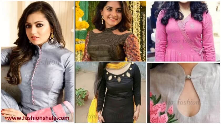 stylish neck designs for kurtis featured