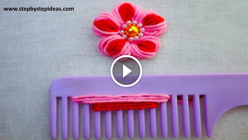 Hand Embroidery Flower Making Trick with Hair Comb