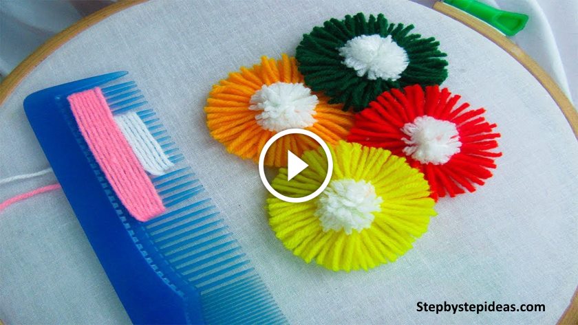 Easy Flower Embroidery Trick With Hair Comb