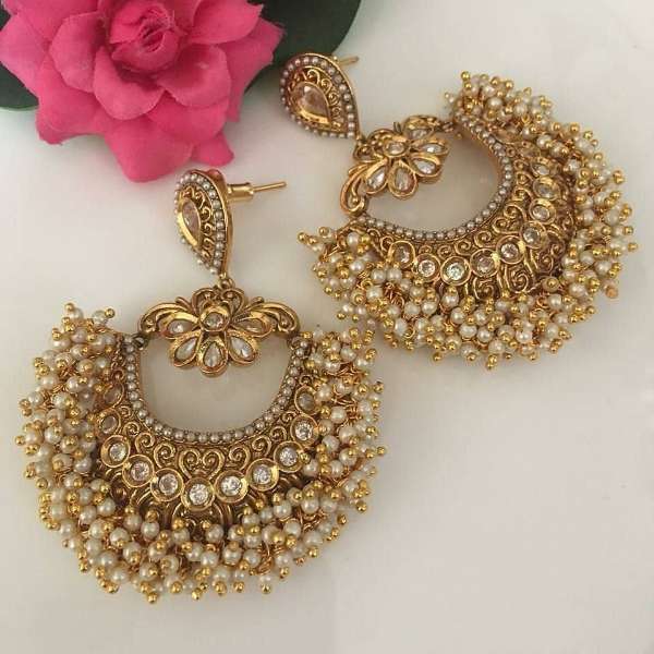 Floral Design Beautiful Jhumka Earrings Gold Plated Light Weight J25100