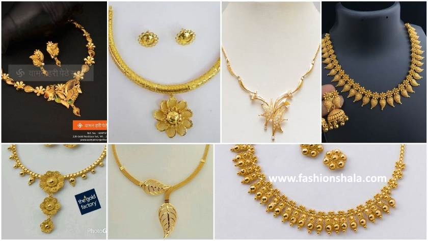 designer light weight gold necklace for women