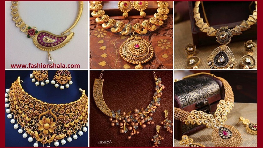 trendy gold short necklace sets featured