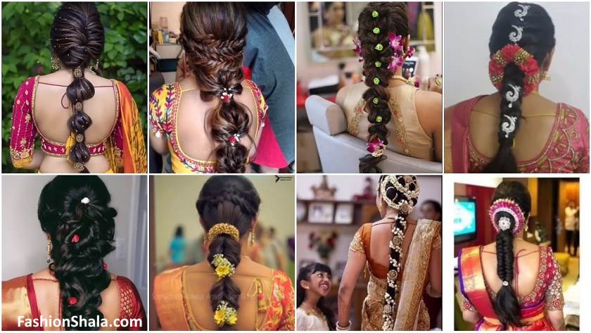 flower hair style for brides decorated braided hair