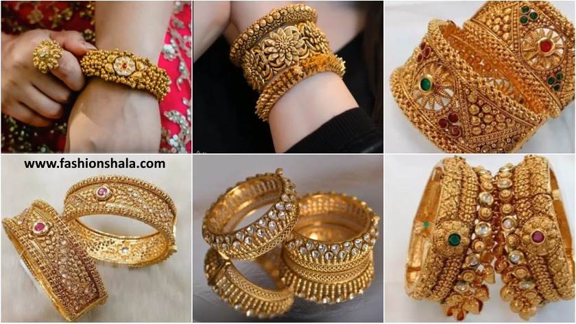 party wear heavy gold bangles
