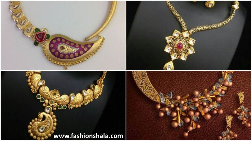 Trendy Short Gold Necklace Designs