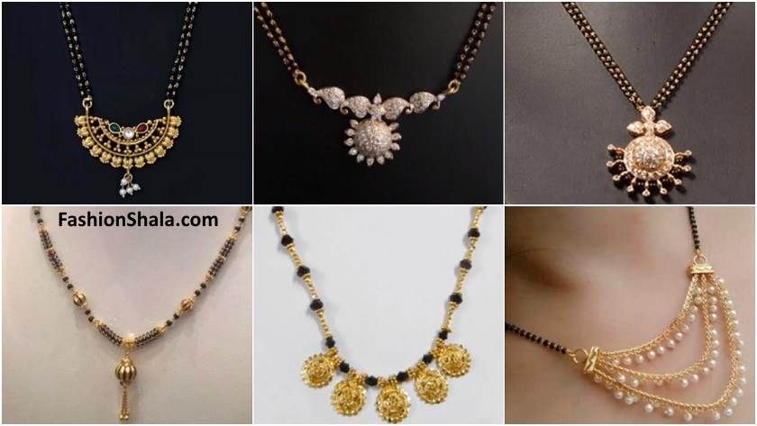 black beads gold mangalsutra designs