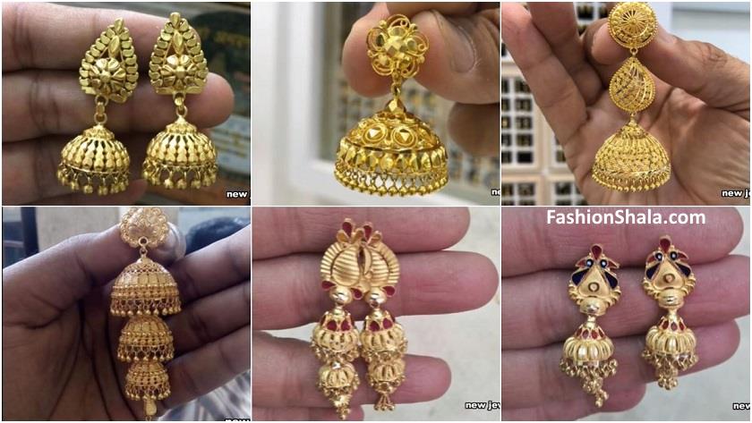Light weight gold latkan earrings - The handmade craft
