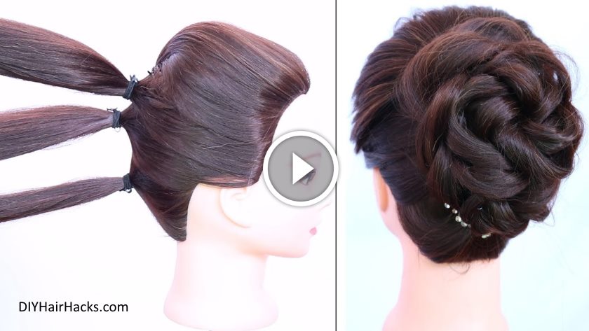 Easy messy bun with trick for wedding