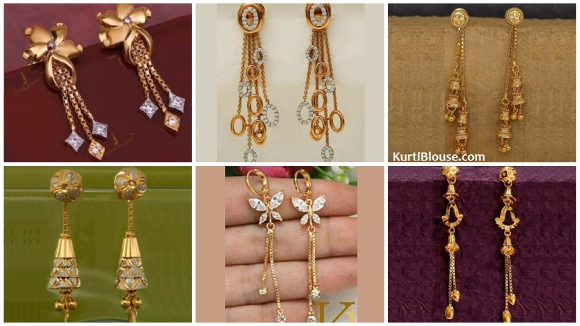 New Light Weight Long Gold Earring Designs