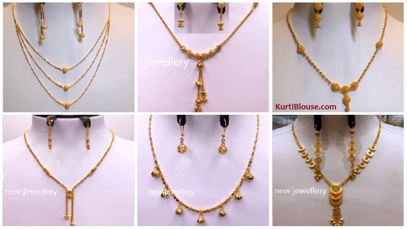 Latest Light Weight Gold Necklace Set