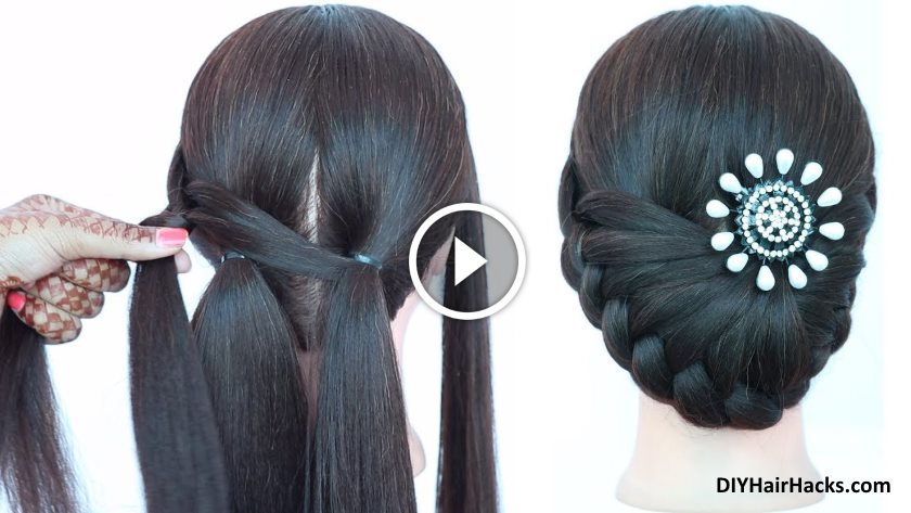 New Hairstyle For Party & Wedding (Video Tutorial With Trick)